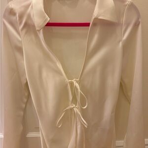 Zara Cream Blouse with Tie Detail